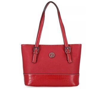 GIANI BERNINI Saffiano faux-leather croc embossed women's tote bag- RED